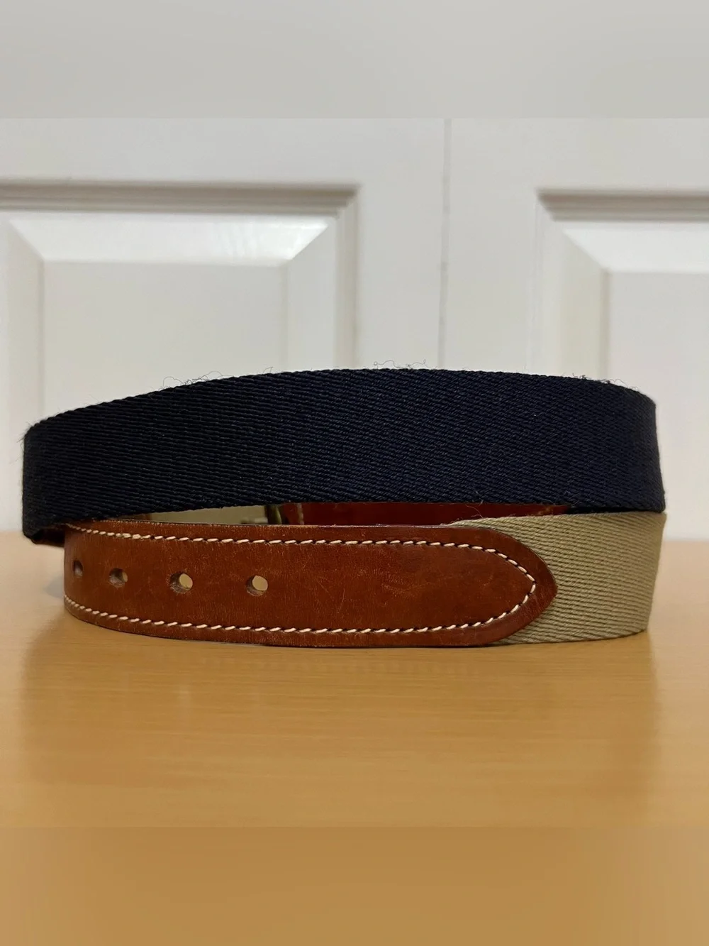 Vtg Tommy Hilfiger Authentic Surpus Style Khaki & Navy Surcingle Belt Sz 36 USA